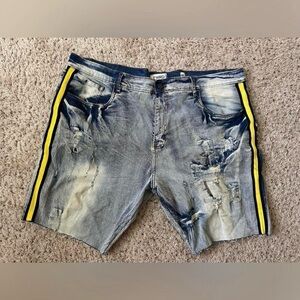 FWRD DENIM MENS Jeans Shorts Cement Wash Distressed Sz 46 Streetwear Grunge